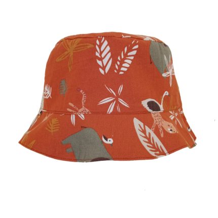 Gorro reversible de animales salvajes en color naranja tierra